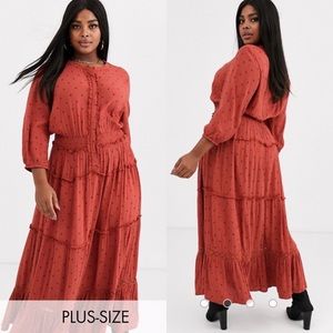 Simply Be Tiered Maxi Dress on Rust Polka Dot